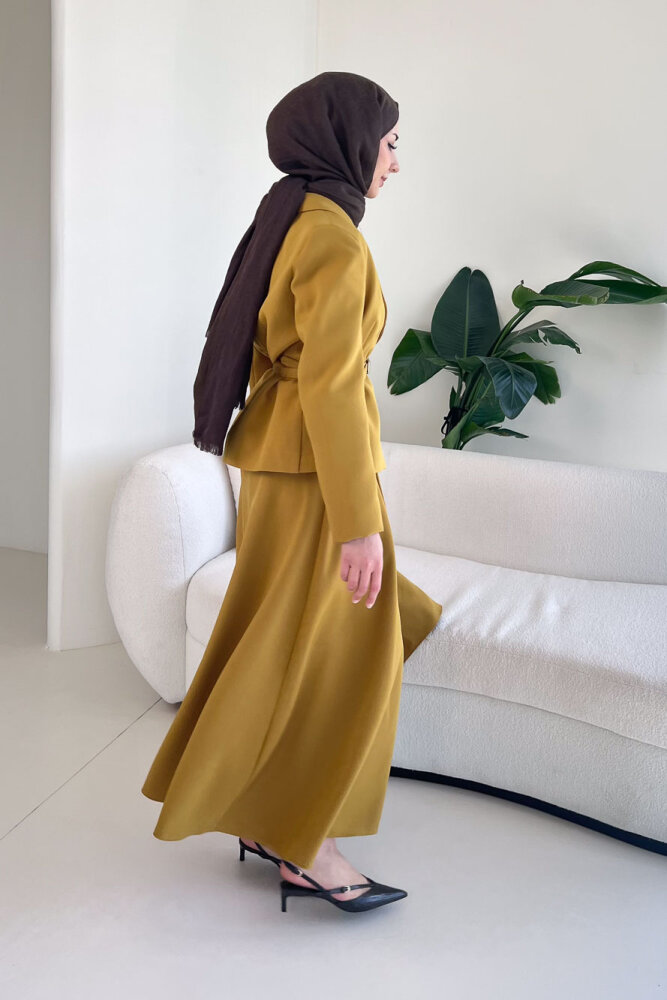 Viviana Ceket Etek Takım - Hardal Sarısı - 7