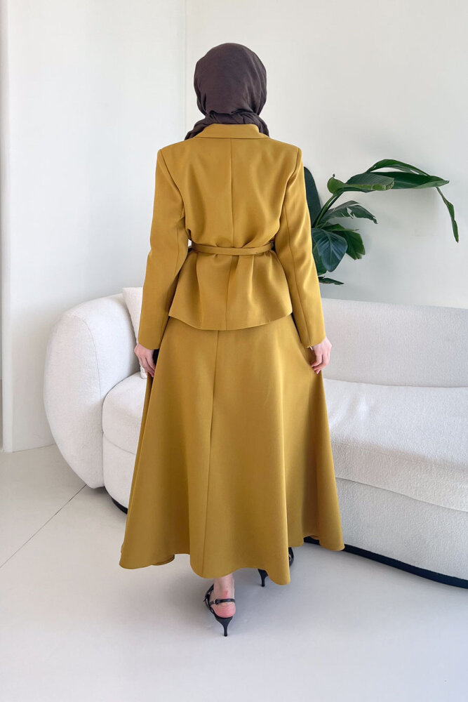 Viviana Ceket Etek Takım - Hardal Sarısı - 8