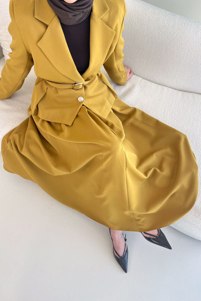 Viviana Ceket Etek Takım - Hardal Sarısı - 6