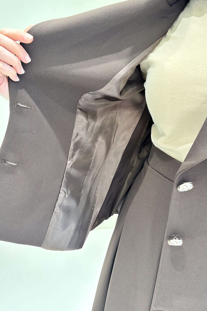 Viviana Ceket Etek Takım - Kahverengi - LİNE (5)