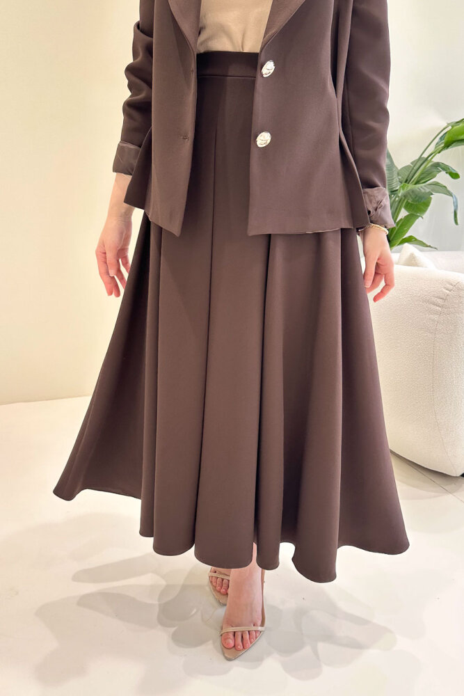 Viviana Ceket Etek Takım - Kahverengi - 4