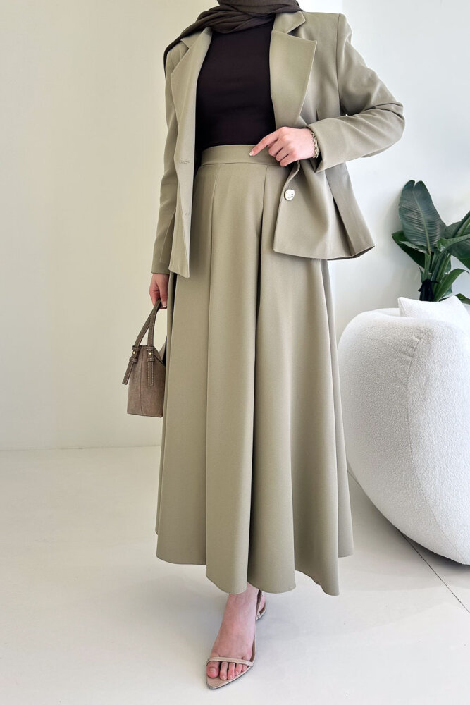 Viviana Ceket Etek Takım - Küf Yeşili - 5