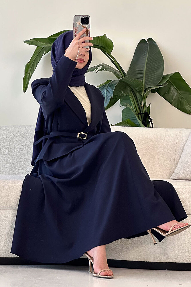 Viviana Ceket Etek Takım - Lacivert - 5