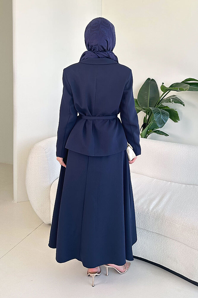 Viviana Ceket Etek Takım - Lacivert - 8