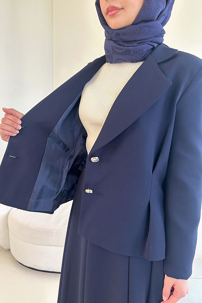 Viviana Ceket Etek Takım - Lacivert - 3