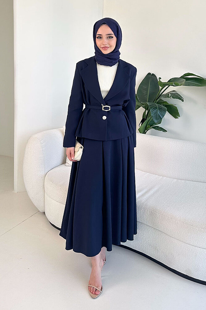 Viviana Ceket Etek Takım - Lacivert - LİNE (5)