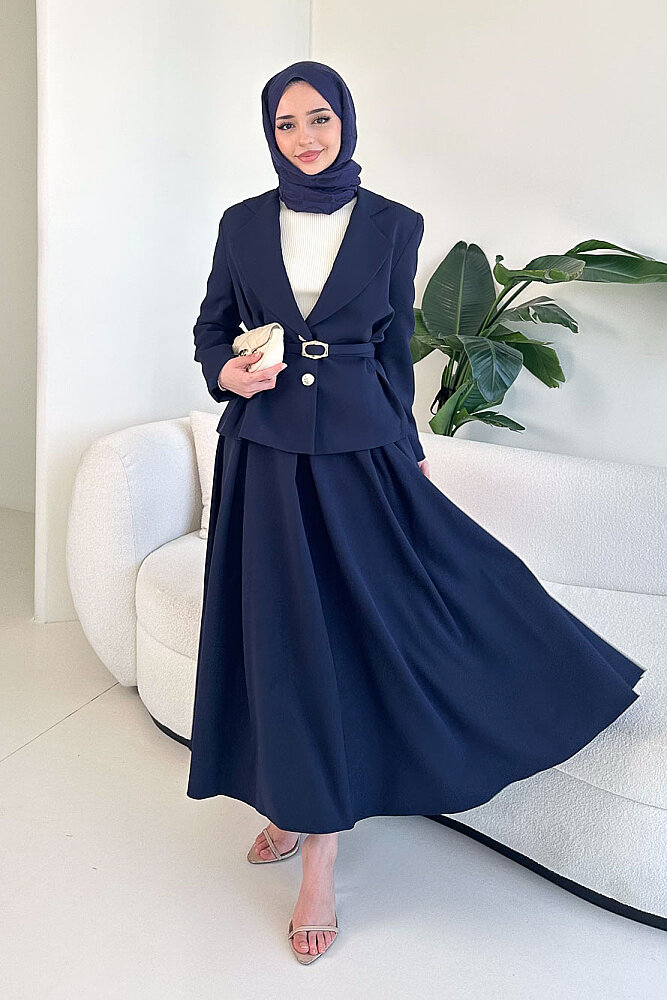 Viviana Ceket Etek Takım - Lacivert - LİNE (0)