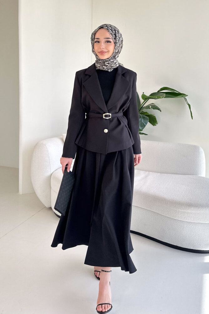 Viviana Ceket Etek Takım - Siyah - LİNE (1)