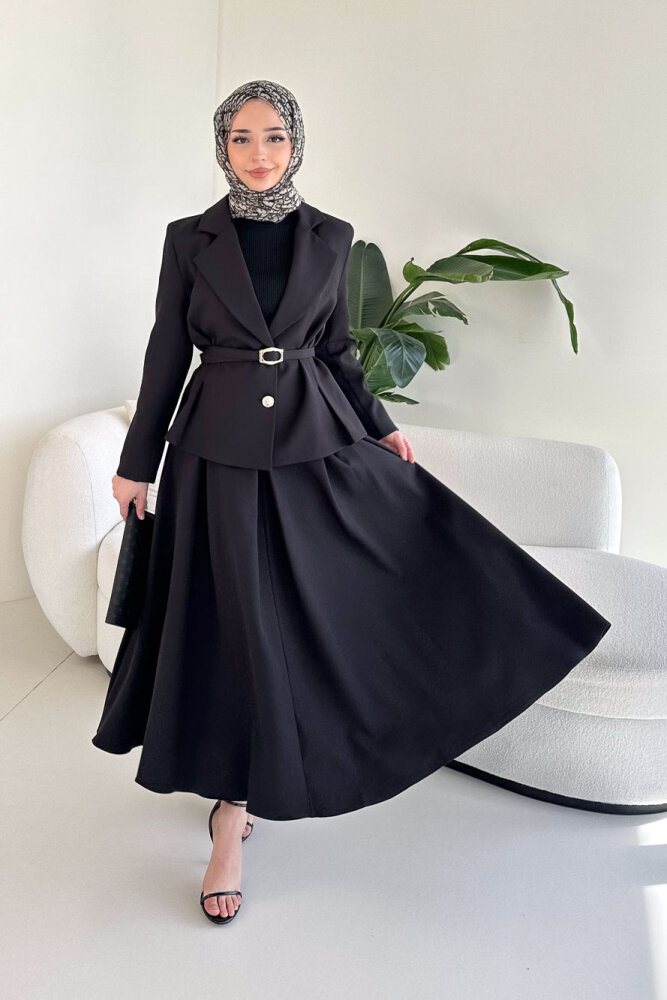 Viviana Ceket Etek Takım - Siyah - LİNE (5)