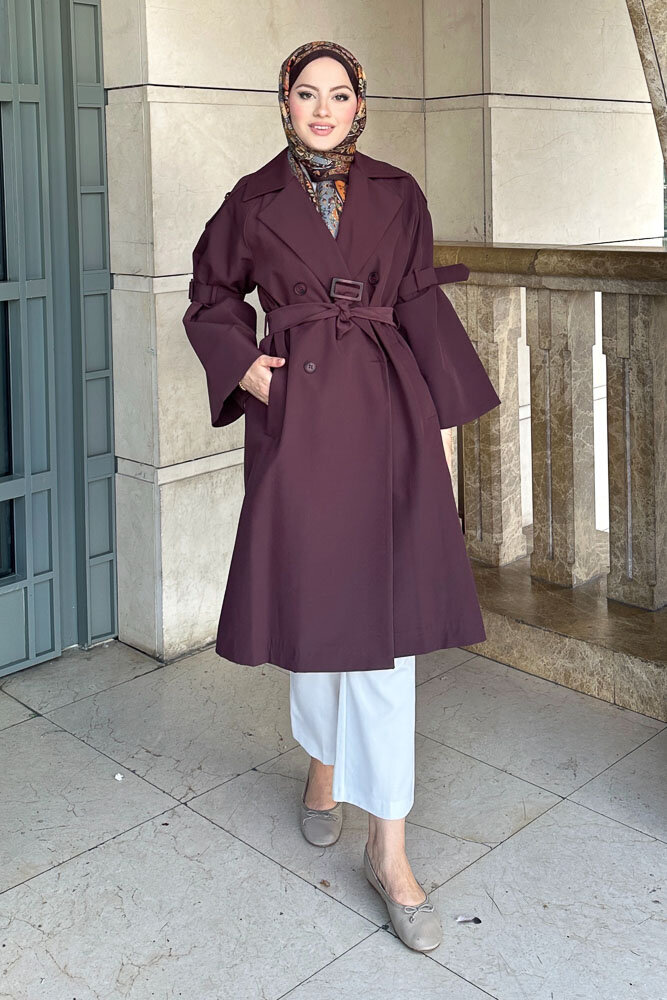 Viyana Astarlı Trençkot - Çikolata - LİNE (2)
