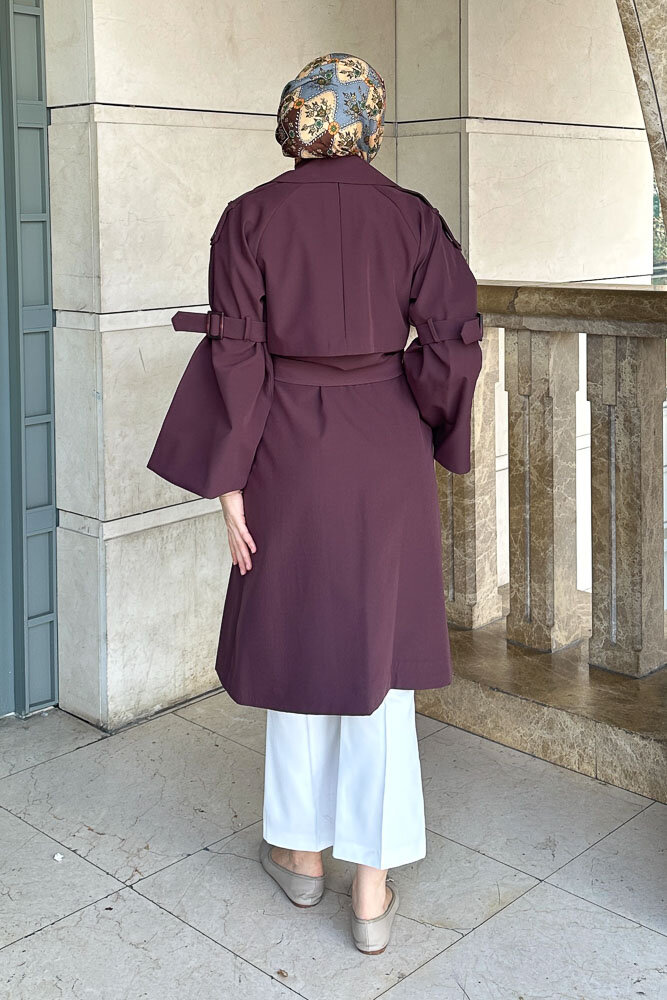 Viyana Astarlı Trençkot - Çikolata - LİNE (5)