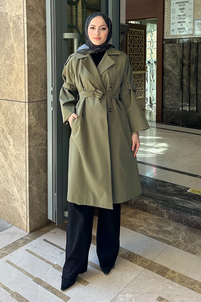 Viyana Astarlı Trençkot - Haki - 1