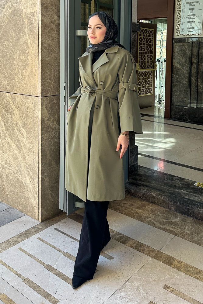 Viyana Astarlı Trençkot - Haki - LİNE (1)