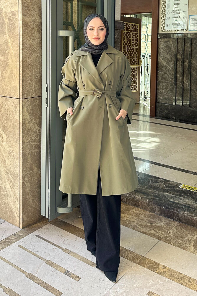 Viyana Astarlı Trençkot - Haki - LİNE (4)