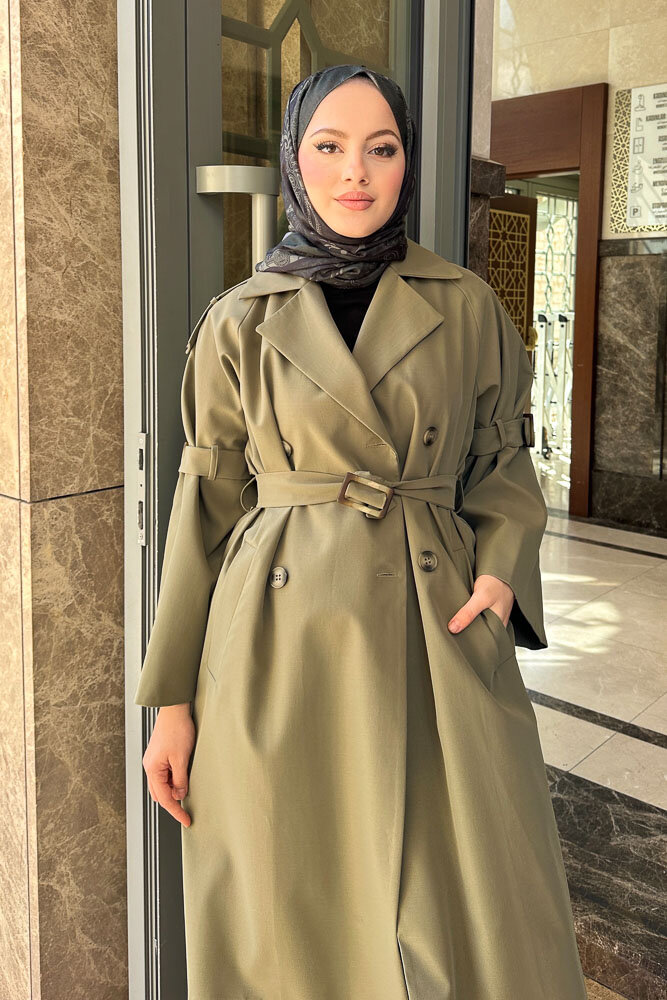 Viyana Astarlı Trençkot - Haki - LİNE (5)
