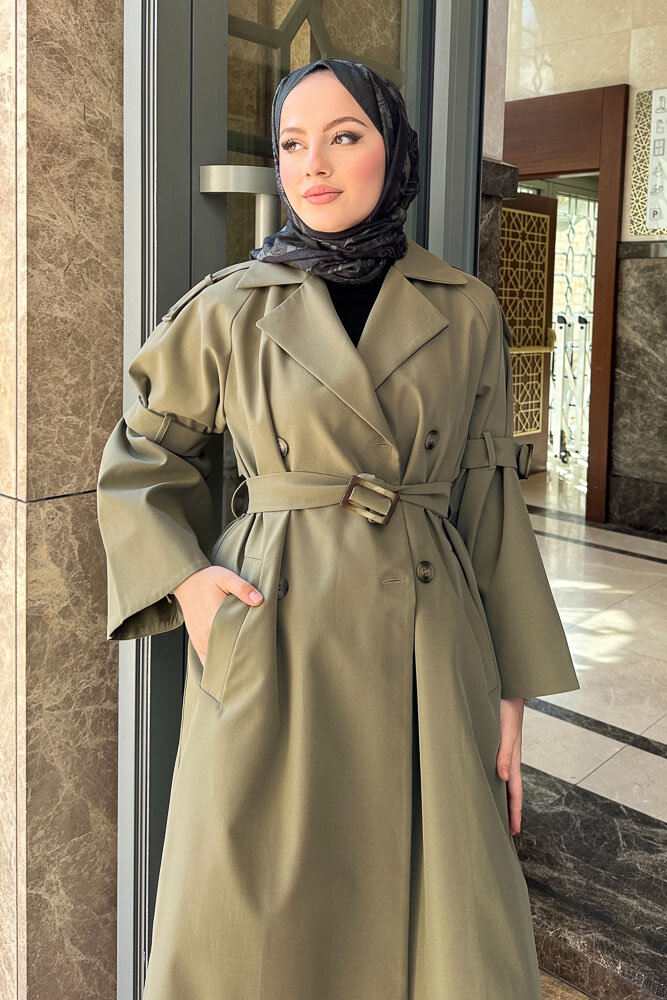 Viyana Astarlı Trençkot - Haki - LİNE (2)