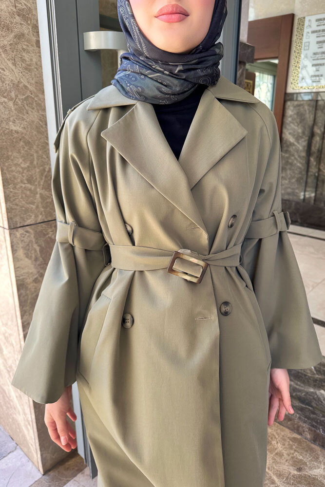 Viyana Astarlı Trençkot - Haki - LİNE (3)