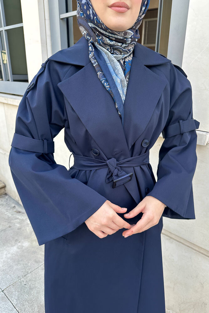 Viyana Astarlı Trençkot - Lacivert - LİNE (2)