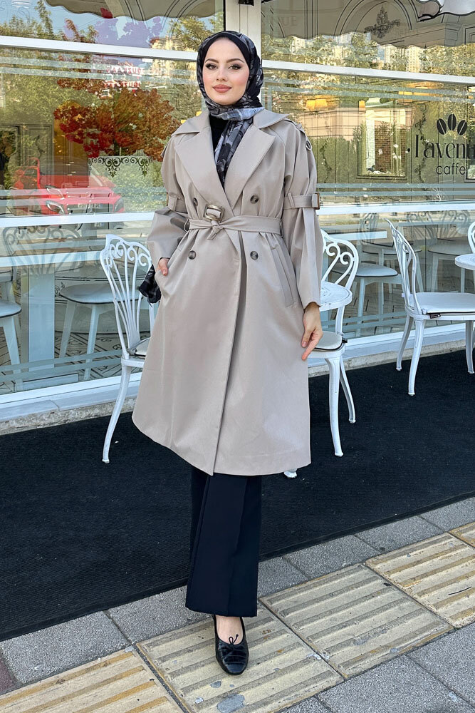 Viyana Astarlı Trençkot - Taş Rengi - 1