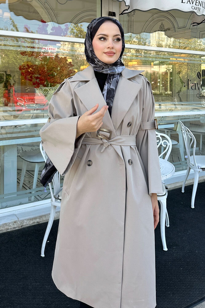 Viyana Astarlı Trençkot - Taş Rengi - 7
