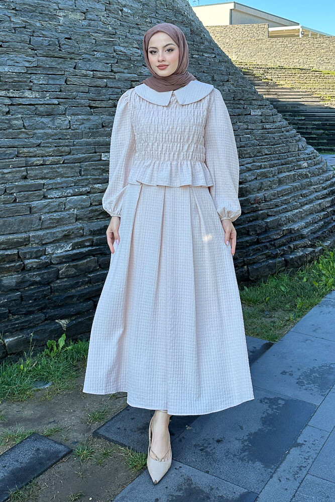 Willow Gofreli Etekli Takım - Bej - 2
