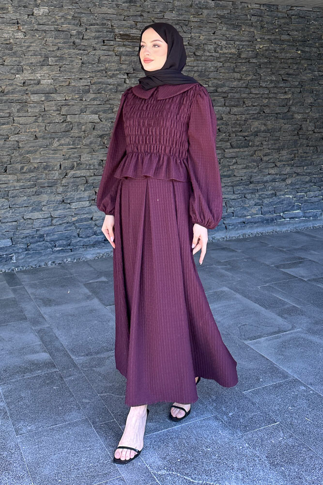 Willow Gofreli Etekli Takım - Mürdüm - 6