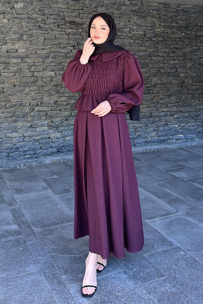 Willow Gofreli Etekli Takım - Mürdüm 