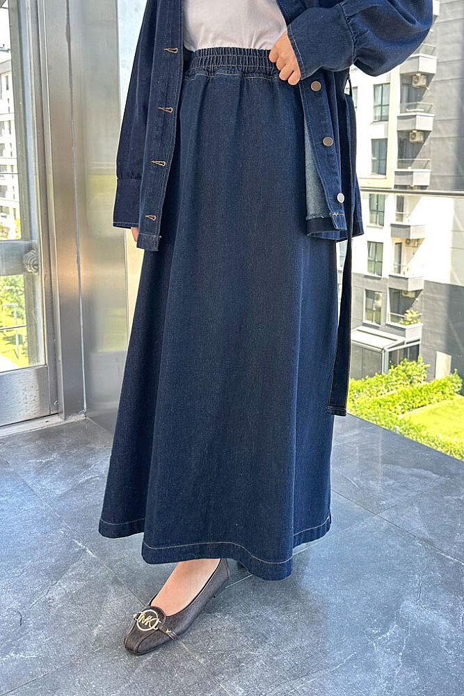 Wren Kot Denim Etekli Takım - Lacivert - ENMA (4)