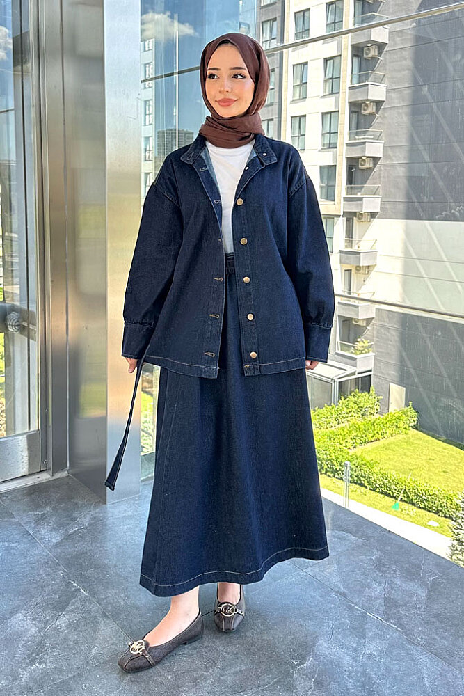Wren Kot Denim Etekli Takım - Lacivert - 2