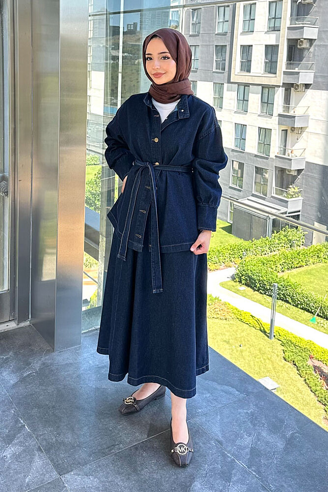 Wren Kot Denim Etekli Takım - Lacivert - ENMA (0)