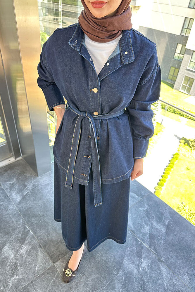 Wren Kot Denim Etekli Takım - Lacivert - ENMA (3)