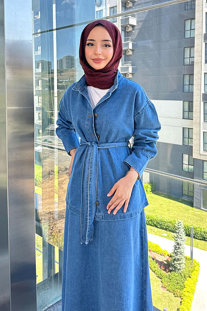 Wren Kot Denim Etekli Takım - Mavi - ENMA (1)