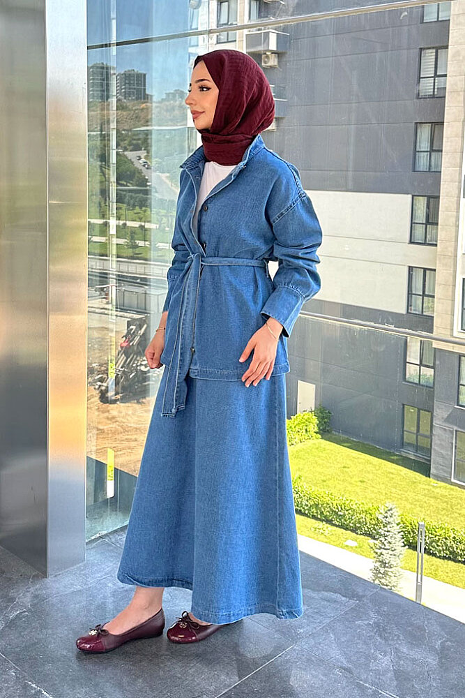 Wren Kot Denim Etekli Takım - Mavi - ENMA (2)