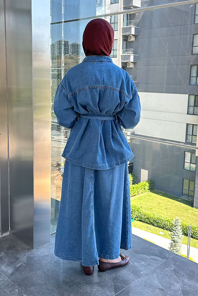 Wren Kot Denim Etekli Takım - Mavi - ENMA (5)
