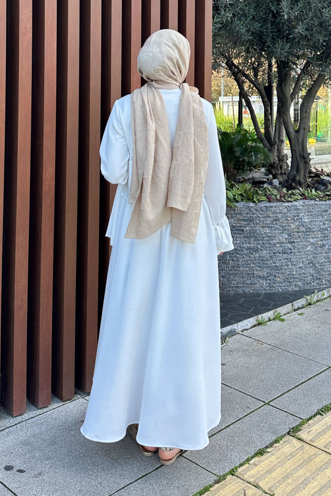 Yaka Fiyonk Detaylı Scuba Takım - Ekru - HENZA (5)