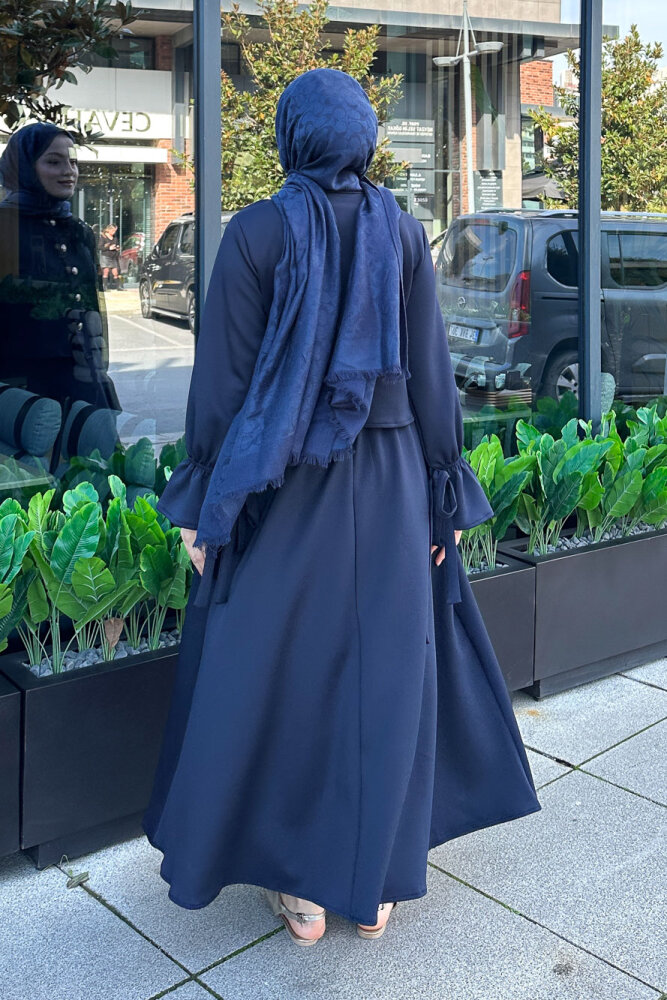 Yaka Fiyonk Detaylı Scuba Takım - Lacivert - 7