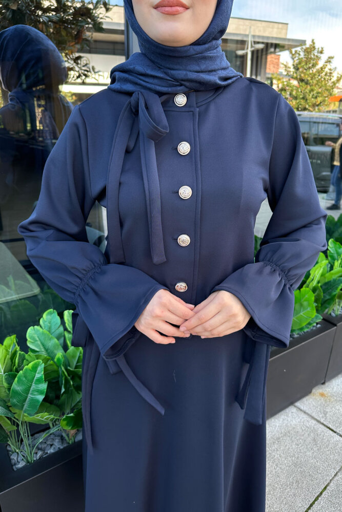 Yaka Fiyonk Detaylı Scuba Takım - Lacivert - 2