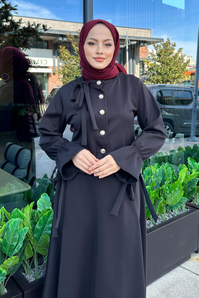 Yaka Fiyonk Detaylı Scuba Takım - Siyah - 5