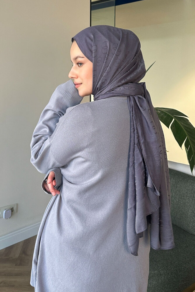 Yan Yırtmaç Detaylı Triko - Gri - İKOL (5)