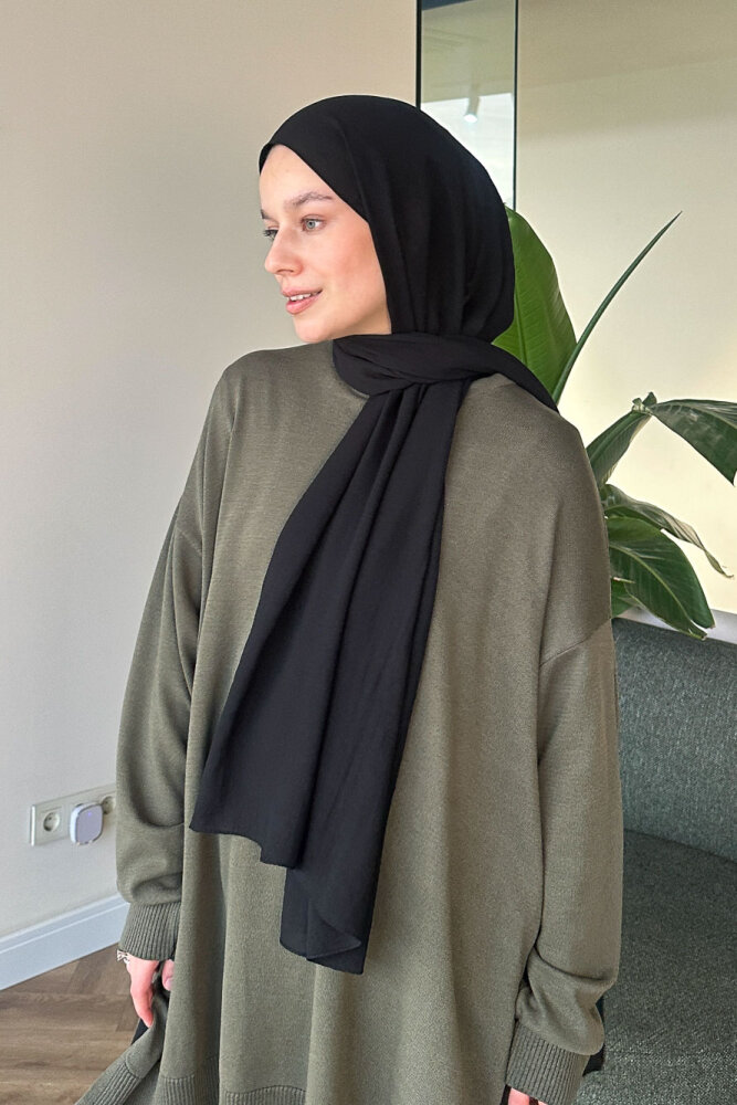 Yan Yırtmaç Detaylı Triko - Haki - 5