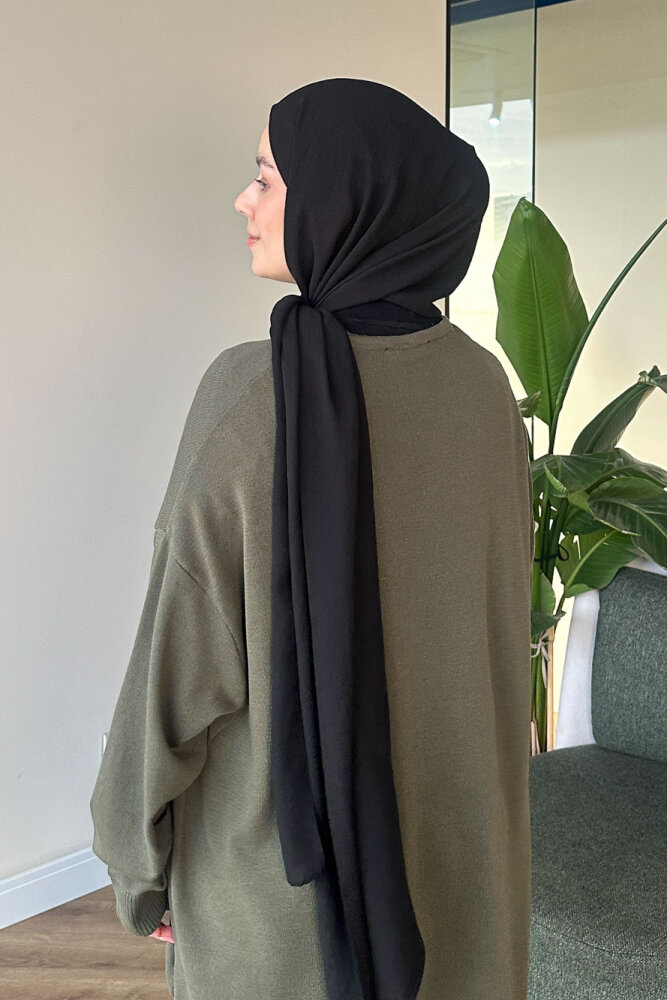 Yan Yırtmaç Detaylı Triko - Haki - 6