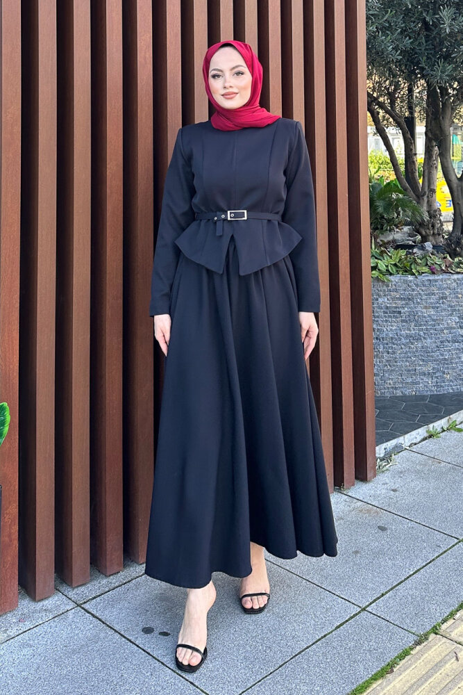 Yırtmaç Detaylı Şık Etek Takım - Siyah - 1