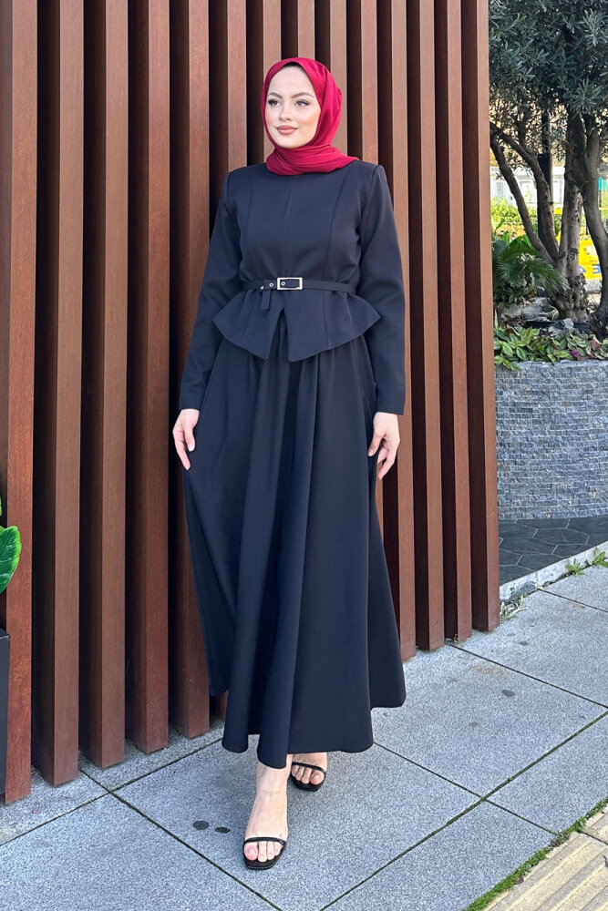 Yırtmaç Detaylı Şık Etek Takım - Siyah - 4