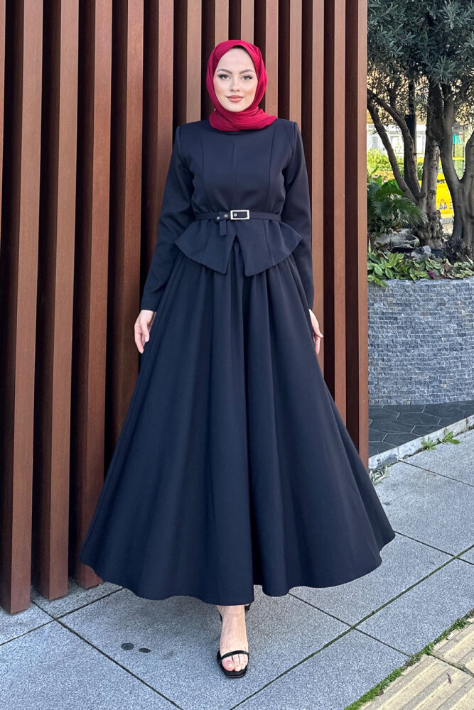 Yırtmaç Detaylı Şık Etek Takım - Siyah - 8