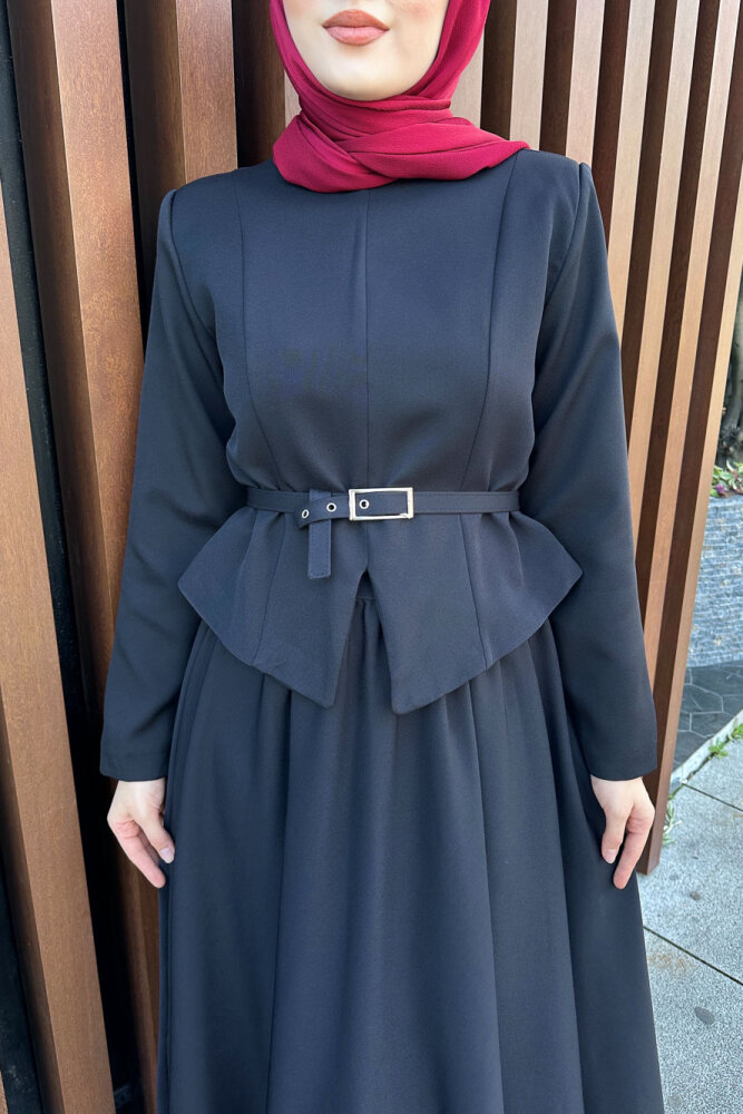 Yırtmaç Detaylı Şık Etek Takım - Siyah - 3