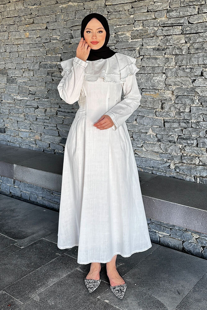 Zenya Kat Kat Elbise - Ekru - 7