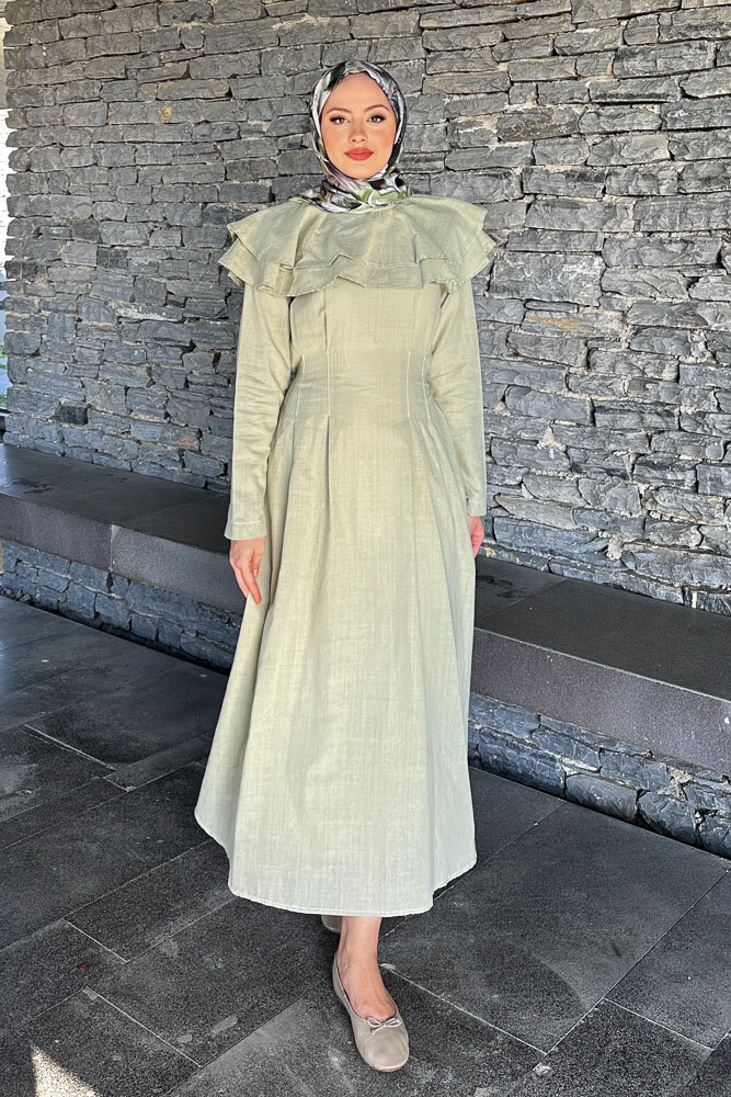 Zenya Kat Kat Elbise - Küf Yeşili - 3