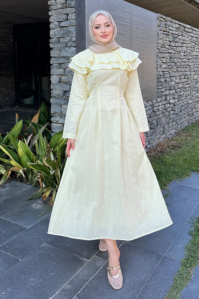 Zenya Kat Kat Elbise - Sarı - HENZA (3)