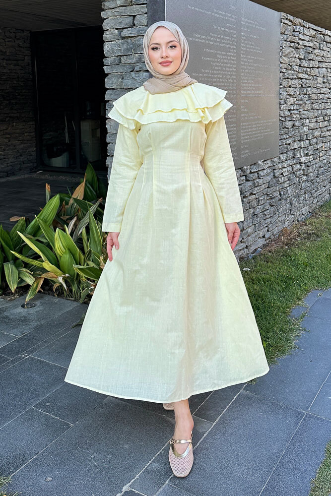 Zenya Kat Kat Elbise - Sarı - HENZA (4)