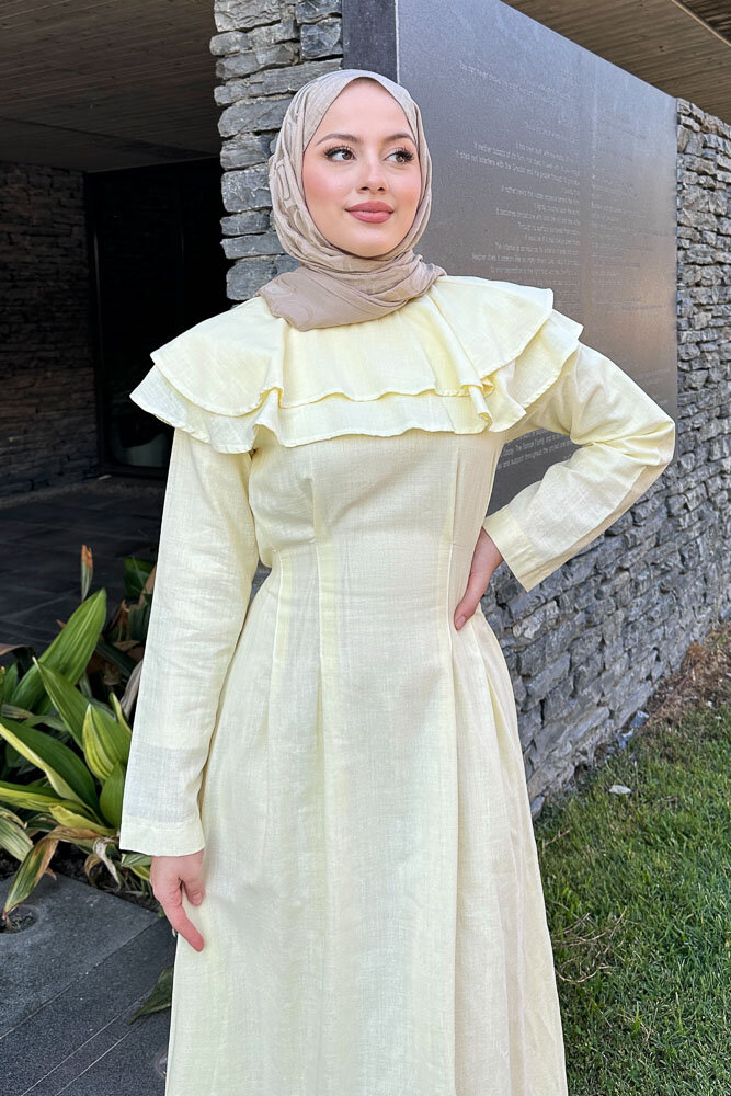 Zenya Kat Kat Elbise - Sarı - HENZA (5)